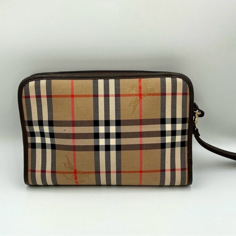 Burberrys Vintage Authentic Nova Check Canvas Clutch with COA- EUC - Picture 7 of 11